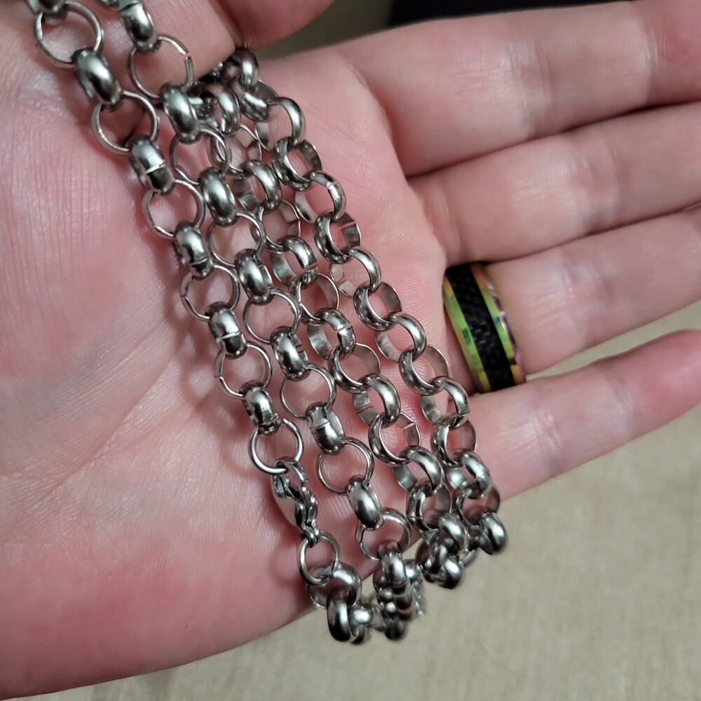 8mm stainless steel chunky silver round link chain necklace